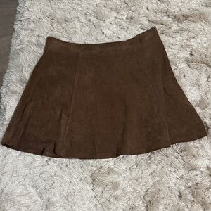 Brown Suede A-Line Mini Skirt